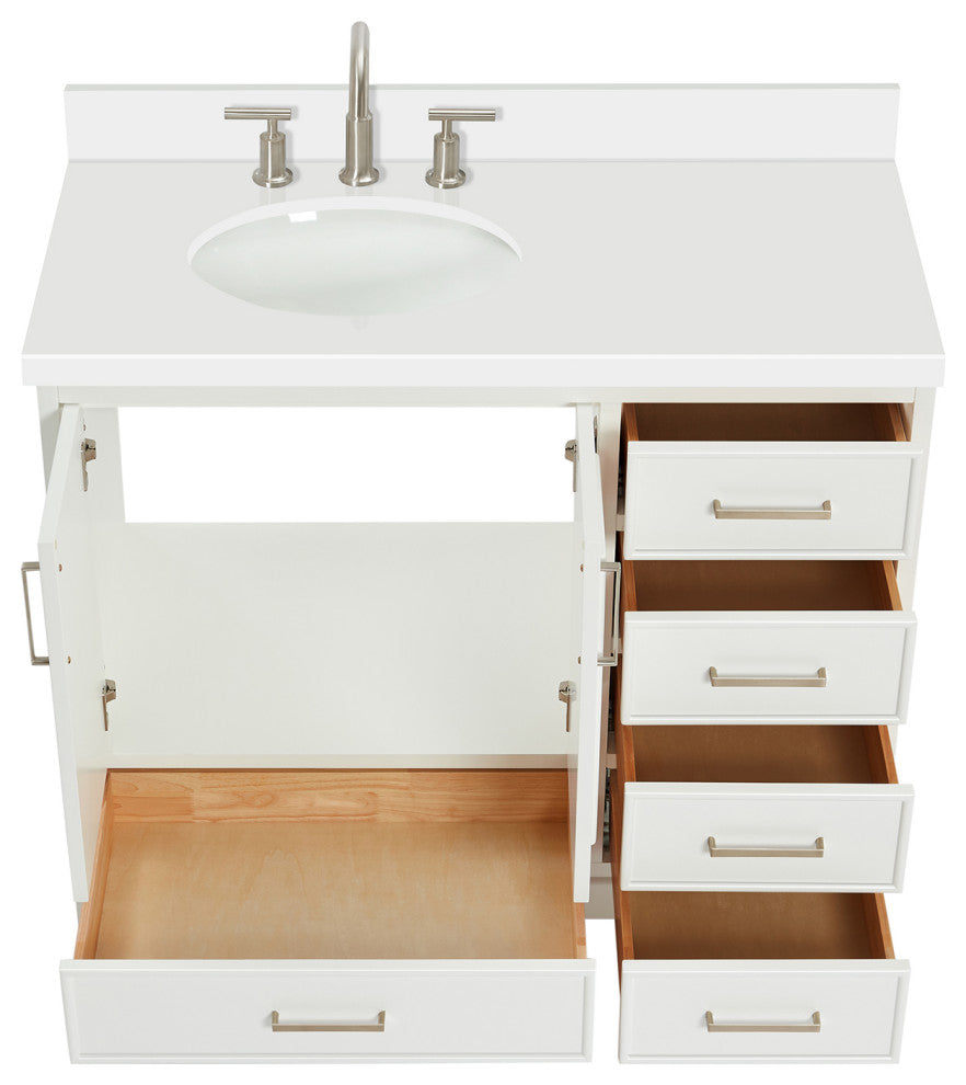 Ariel Stafford 43" Single Left Offset Oval Sink Bathroom Vanity