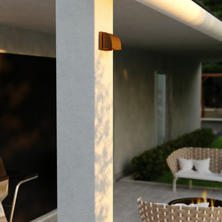 Walsh 1-Light Wrm Brass Dusk to Dawn Modern Outdoor Wall Sconce Fixture Dark Sky, Warm Brass, 7"wx4.75"hx4"d