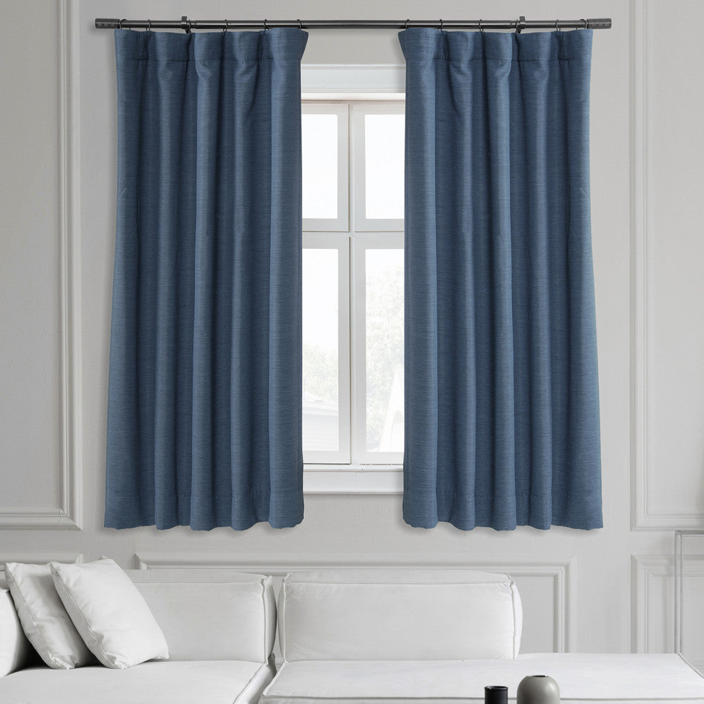 Bellino Blackout Room Darkening Single Panel Curtain, Wild Blue, 50"x63"