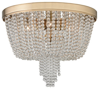 Royalton, 4 Light Flush Mount, Aged Brass Finish, Crystal Shade