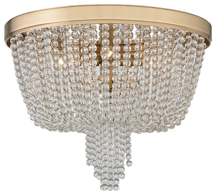 Royalton, 4 Light Flush Mount, Aged Brass Finish, Crystal Shade