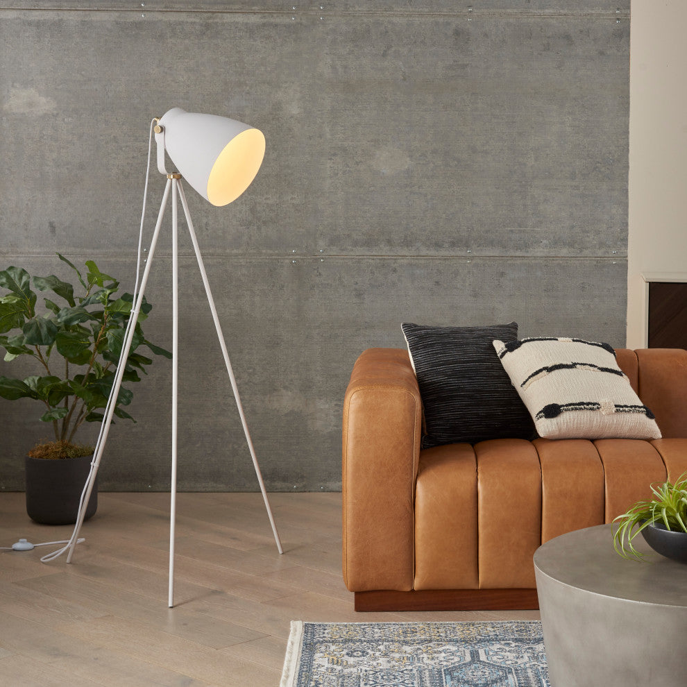 Nourison HAF02 Floor Lamp, White, 10" x 27" x 57"