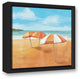 Striped Beach Umbrellas 12x12 Black Floating Framed Canvas