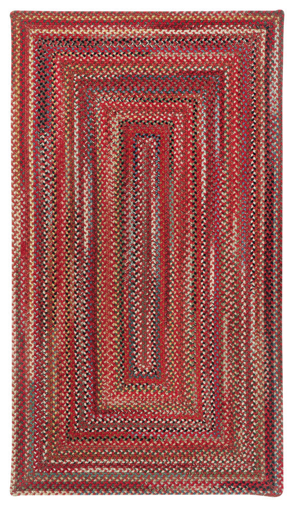 Capel Portland Red 0346_500 Braided Rugs - 3' X 5' Concentric Rectangle