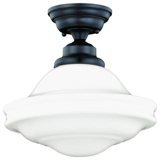 Huntley 12" Semi Flush Ceiling Light Milk Glass Oil Rubbed Bronze