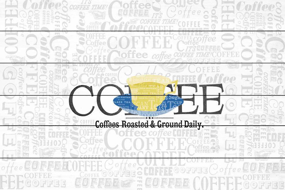 "Coffee Coffee" Painting Print on White Wood