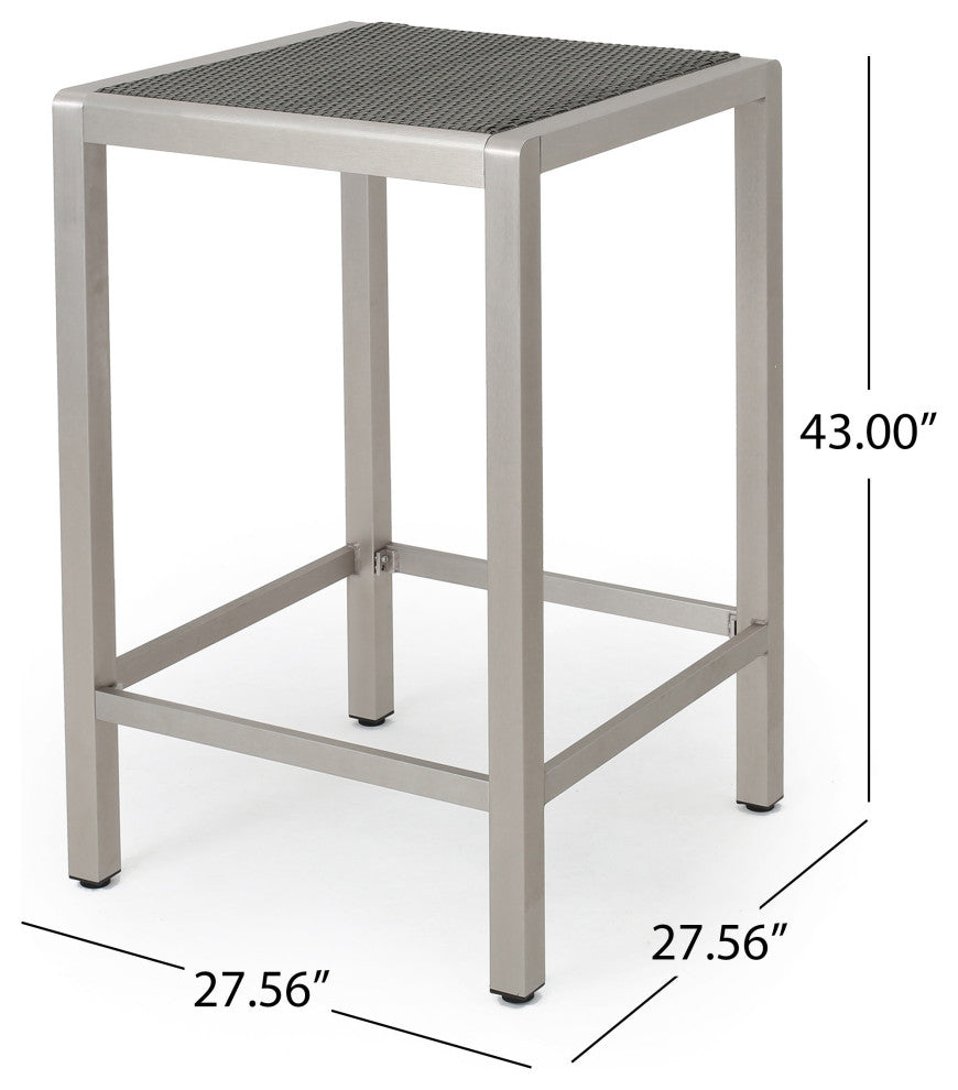 GDF Studio 3-Piece Capral Outdoor Gray Wicker Bar Set