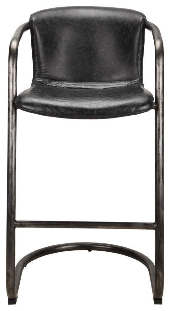 Freeman Barstool Onyx Black Leather, Set of 2