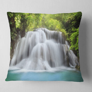 White Huai Mae Kamin Waterfall Abstract Throw Pillow, 16"x16"
