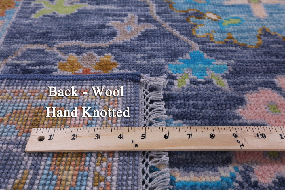 8' Square Hand-Knotted Turkish Oushak Wool Rug - Q15668
