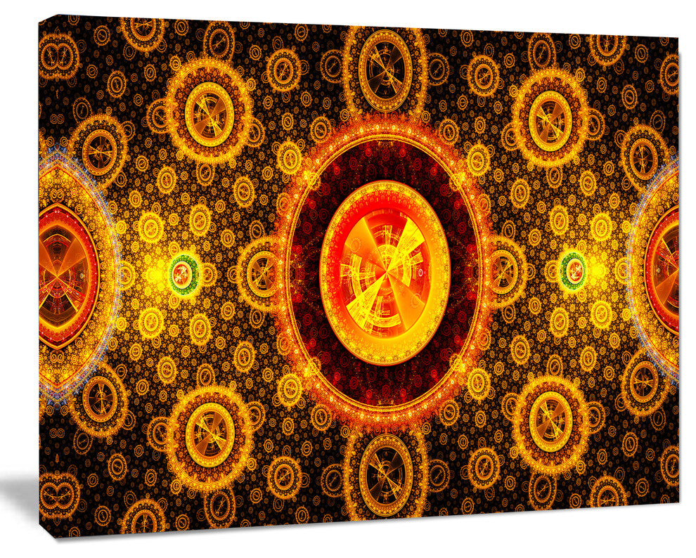 Golden Psychedelic Relaxing Art, Oversized Abstract Canvas Art Print, 60x40