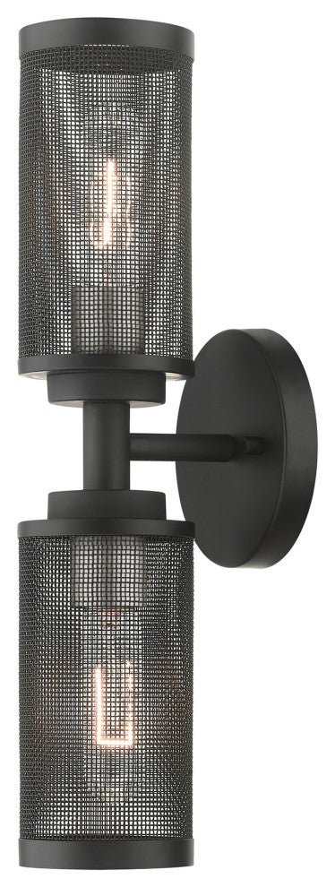 Livex Lighting Industro 2 Light Black With Brushed Nickel Accents Double Sconce