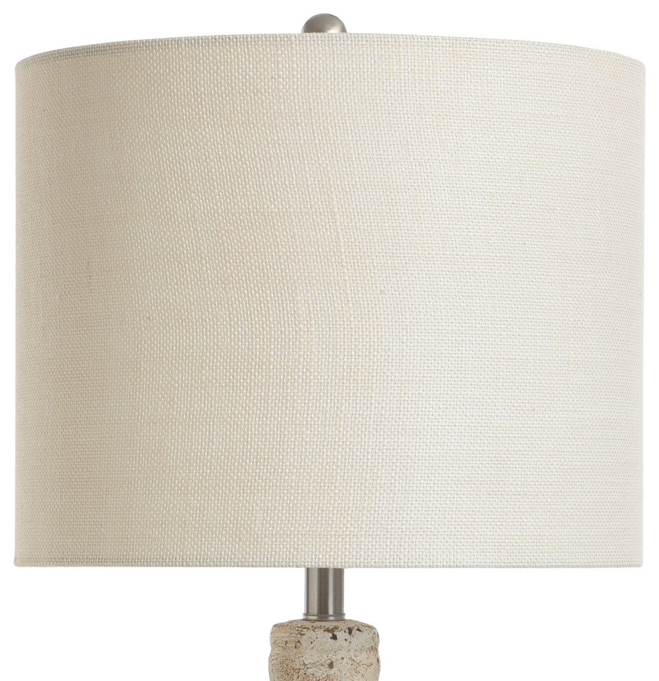 Olney, Textured Concrete Table Lamp with Drum Shade, Multi-Color Cream Finish
