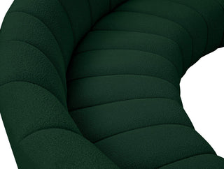 Infinity Black Boucle Fabric Upholstered Arc Shaped Modular Sectional, Green, 11-Piece, Arc-Shaped