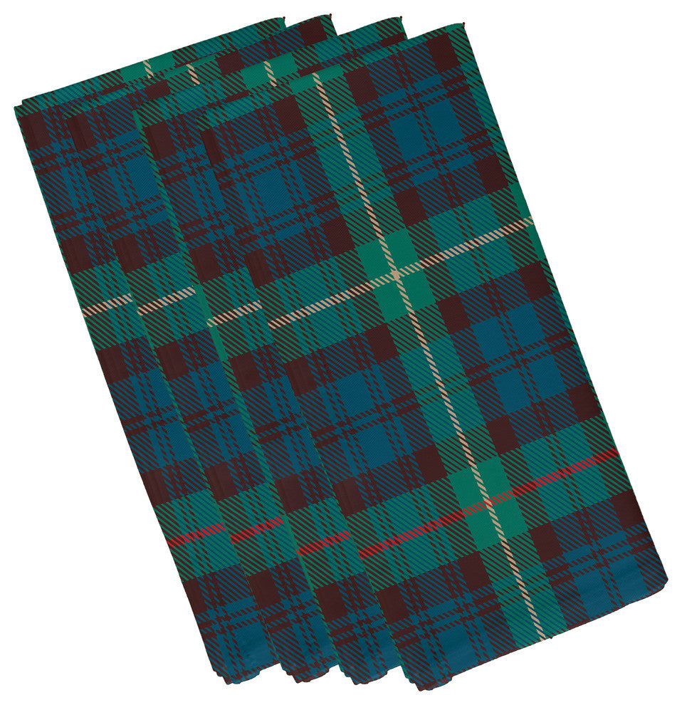 Tartan Plaid 19" Navy Blue Holiday Print Napkin, Set of 4
