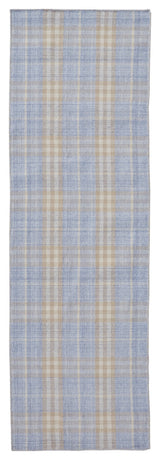 Moya Soft Casual Plaid, Handmade, Gray, 2'6"x8' Runner
