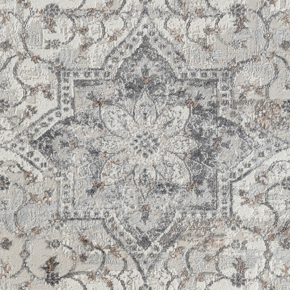 Frances Medallion Woven Area Rug/Runner, Gray, Gray, 5' x 7'