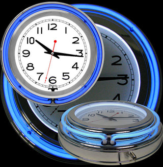 Neon Wall Clock - 14-Inch Round Battery-Operated Analog Quartz Timepiece