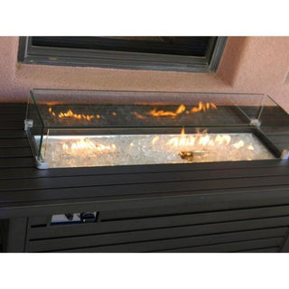 AZ Patio Heaters Black Mocha 54" Rectangular LP Fire Pit Table With Wind Guard