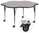 Mobile 60" Flower Gray Thermal Laminate Activity Table Adjustable Legs