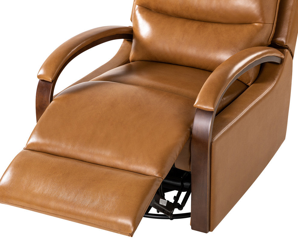 Konradin Genuine Leather Swivel Rocking Manual Recliner Set of 2, Camel