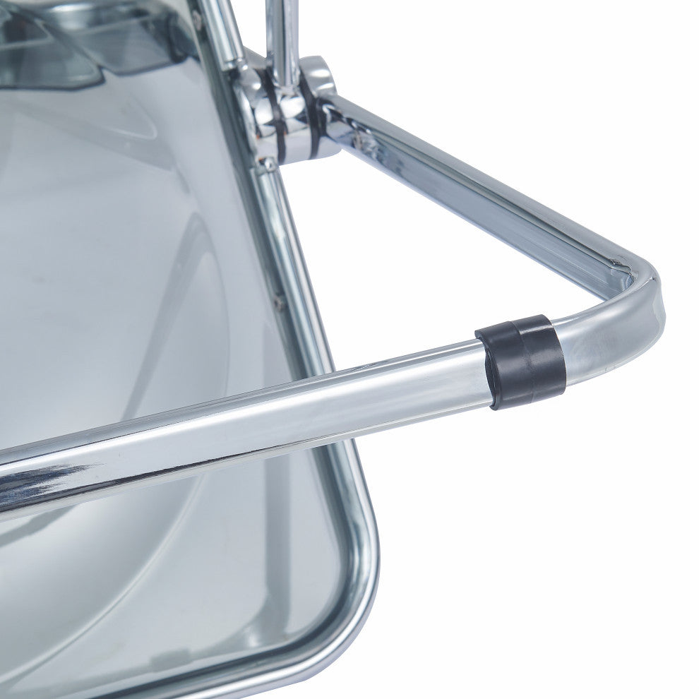 Lawrence Acrylic Folding Chair With Metal Frame, Set of 2, Transparent Black