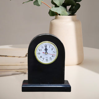 Large Marble Tomb Clock, Jet Black