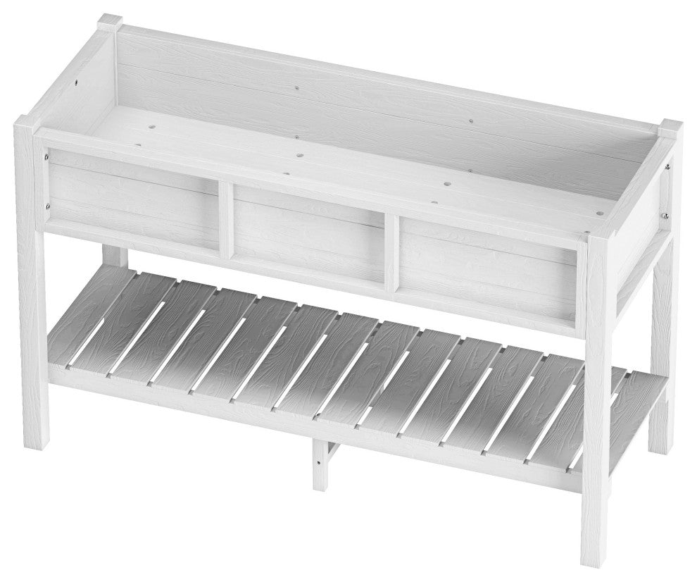 Rectangular Garden Planter Box Raised Garden Bed for Outdoor Balcony, White