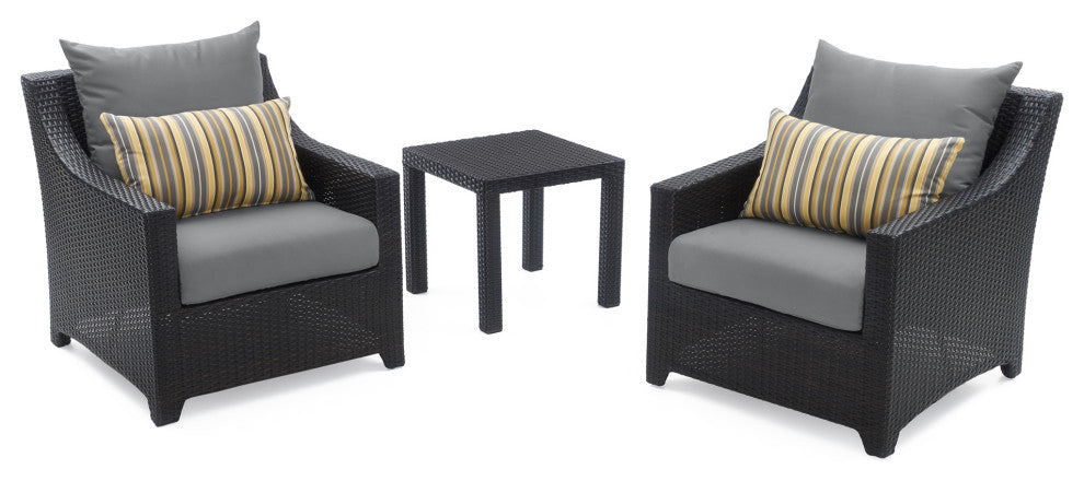 Deco 6 Piece Sunbrella Outdoor Love and Club Deep Seating Set, Charcoal Gray