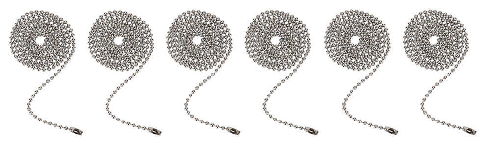 Aspen Creative 21304-6, 3' Beaded Pull Chain w/Connector, Brushed Pewter, 6 Pack