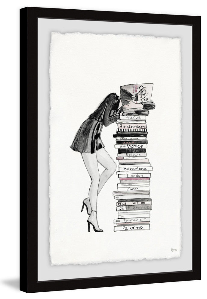 "Stack of Books" Framed Painting Print, 24"x36"