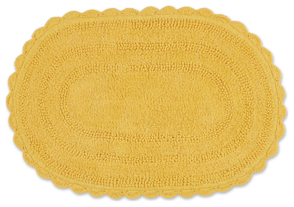 Yellow Small Oval Crochet Bath Mat