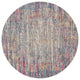 8' Pink And Ivory Round Abstract Power Loom Area Rug