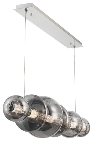 Atomo 1 Light Chandelier, Chrome With Smoked Glass