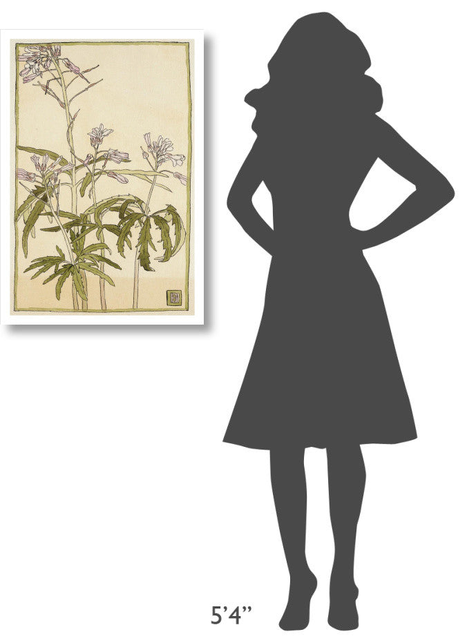 "Pink Flowers with Spiky Green Leaves" Print by Hannah Borger Overbeck, 22"x32"