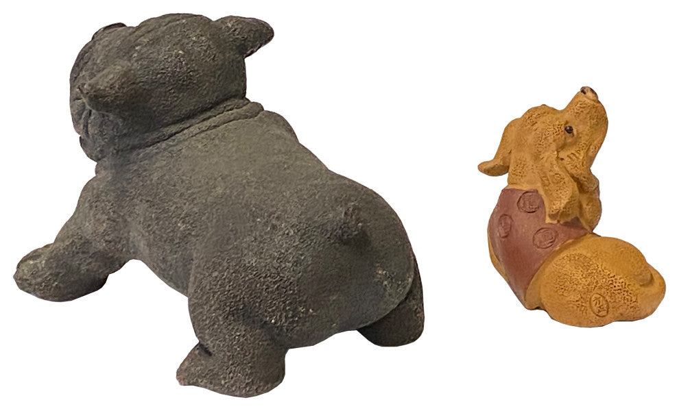 Set of 2 Small Ceramic Animal Figure Display Art Hws2343