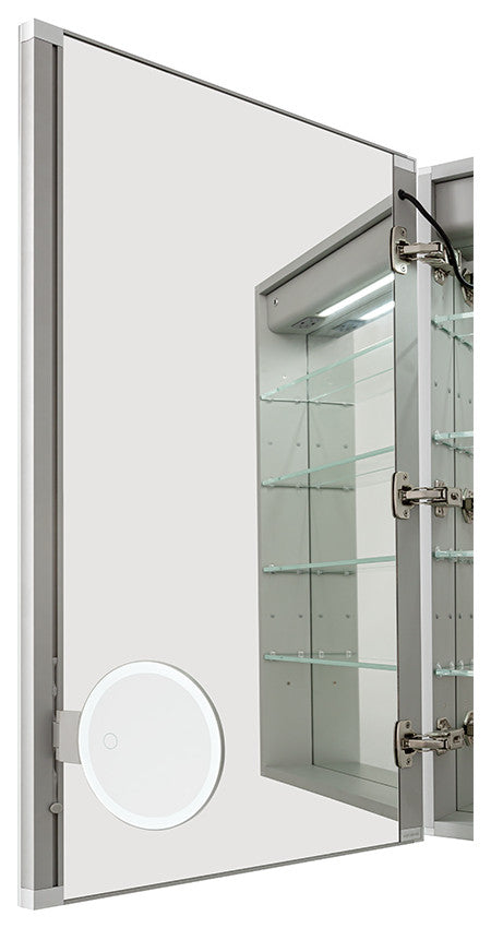 Edge Royale 24" LED Medicine Cabinet Defogger 3X Adjustable Magnifying Mirror