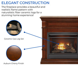Duluth Forge Dual Fuel Ventless Gas Fireplace, 26,000 BTU, Remote, Auburn Cherry