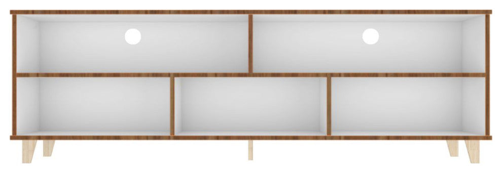 Warren 71" TV Stand, White and Oak