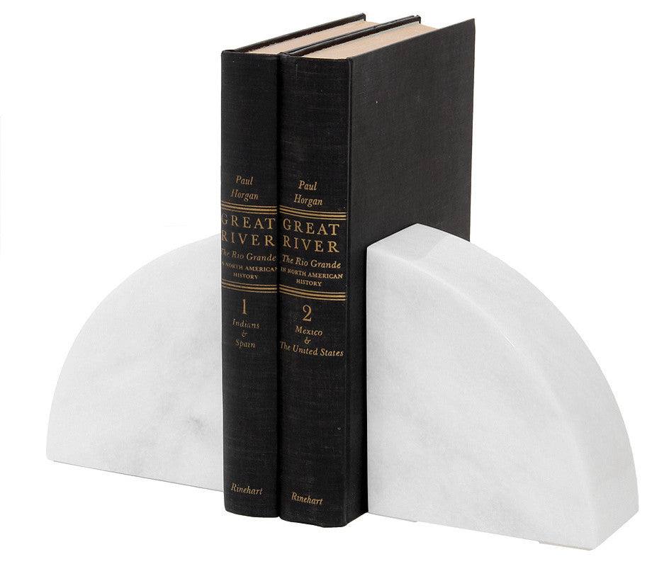 Cerasus Collection Black and Gold Marble Bookends, Pearl White Marble