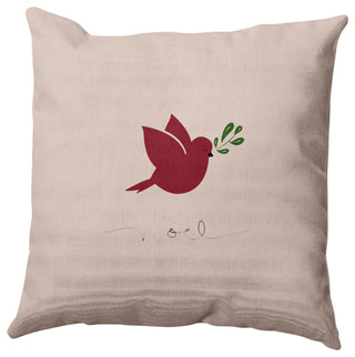 Noel Bird Decorative Throw Pillow, Taupe, 20"x20"