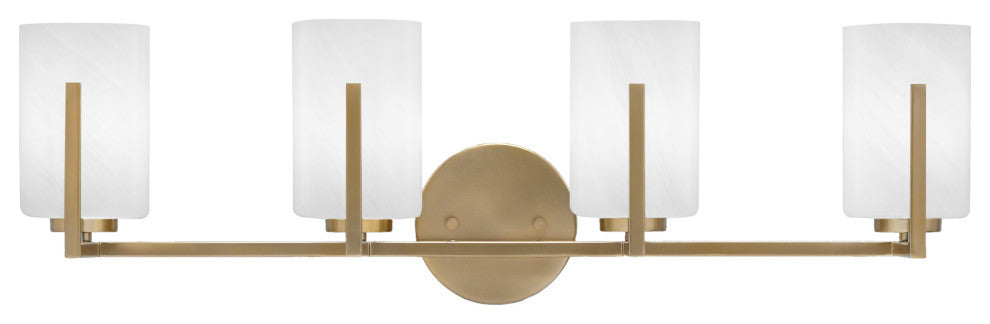 Atlas 4-Light Bath Bar, New Age Brass/White Marble