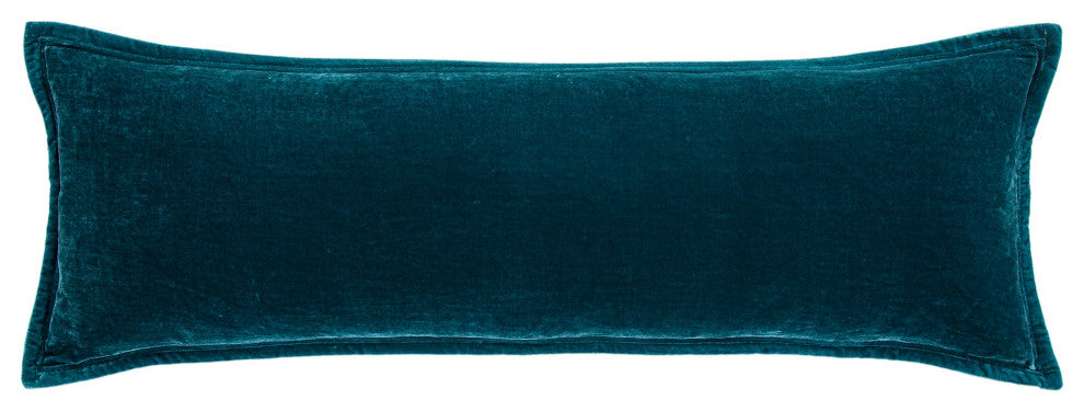 Stella Faux Silk Velvet Long Lumbar Pillow, 14" x 42", 1PC, Teal