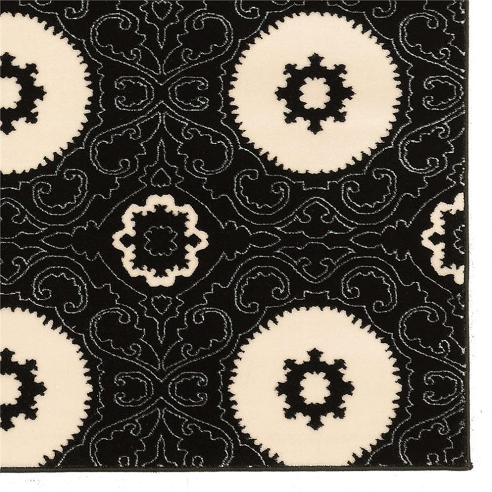 Linon Prisma Karma Machine Made Polypropylene 5'3"x7'6" Rug in Black