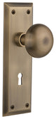 Single Dummy Knob With Keyhole, New York Plate With New York Knob, Antique Brass