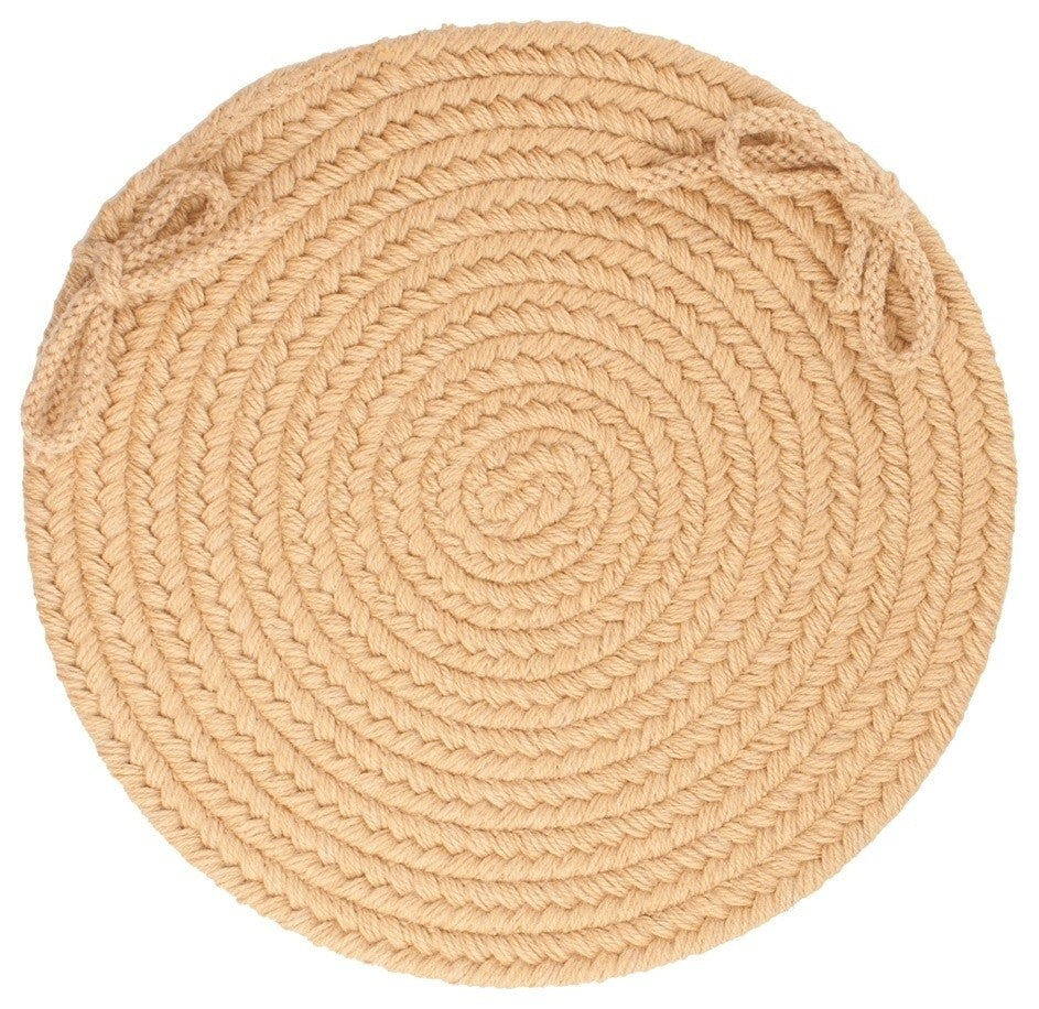 Rhody Rug Wool Solid Chair Pad, Wheat, 15"