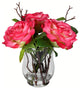 10" Dark Pink Rose In Glass Vase