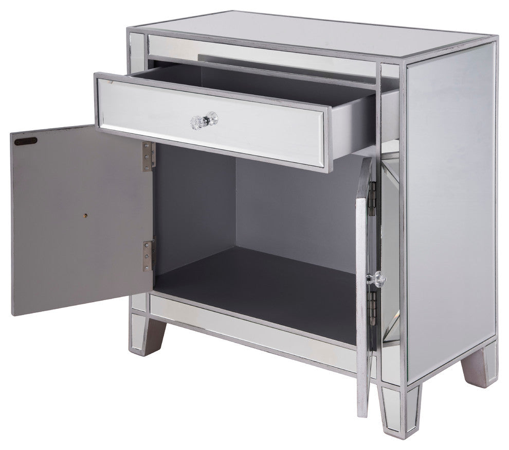 1 Drawer 2 Doors Cabinet 28" X 13-1/4" X 28-1/4" In Silver Paint