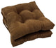 16" Solid Micro Suede Square Tufted Chair Cushions, Set of 2, Chocolate Brown