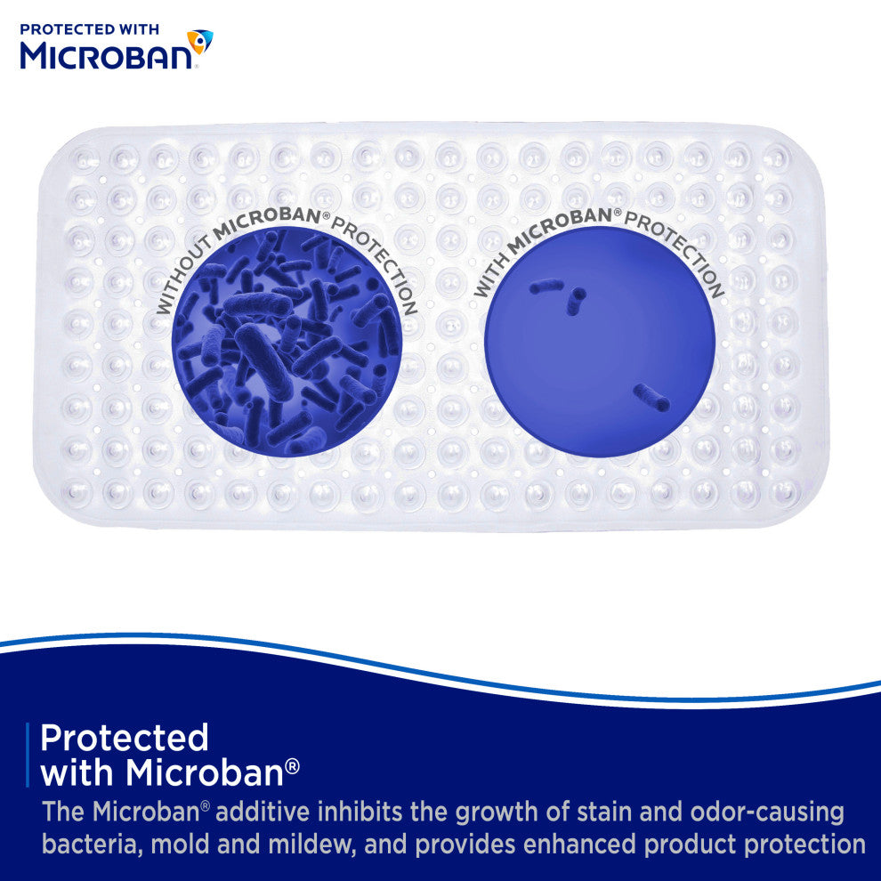 Microban Protected Bubble Bath Mat, 26.75" L x 14.5" W, Frosted